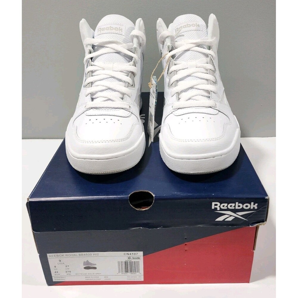 Reebok Mens Royal BB4500 Hi2 High Top Sneakers for Men, White/Light Solid Gr...